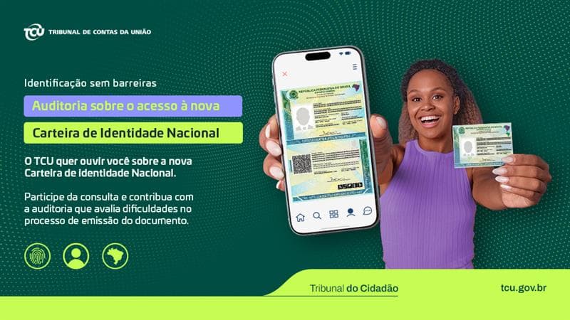 Capa da notícia: "Nova carteira de identidade: TCU quer ouvir população sobre emissão do documento"